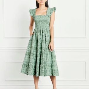 Hill House Home Ellie Nap Dress in Green Jacquard